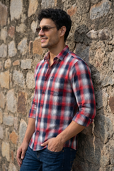 Men Red Check Casual Shirt | Premium Slim Fit | Atlance FABCK
