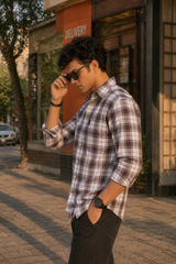 Men Onion Colour Casual Check Shirt – Premium Cotton WON