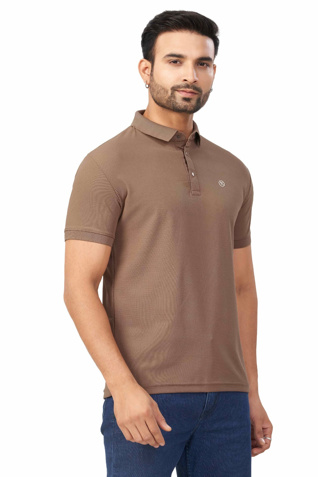 Coffee Plain Collar T-Shirt | Half Sleeve Sinker Fabric | Casual & Sports Wear New 1501