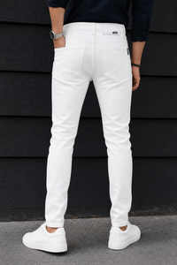 Men Pure White Narrow Fit Denim Jeans | ATNF0652