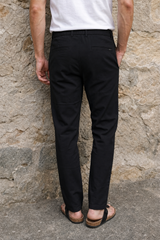 Men Narrow Fit Linen Pants – Black Comfortable Casual Pants