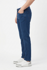 Atlance Mid-Wash Comfort Fit Jeans for Men | Dark Blue Denim Plain 261058985