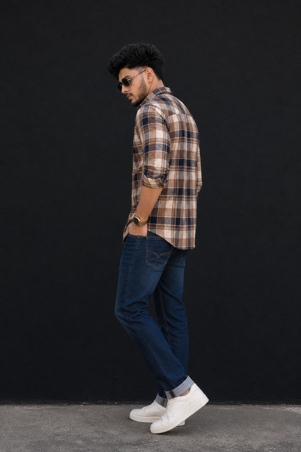 Men Brown Beige Plaid Shirt – Full Sleeve Casual Wear