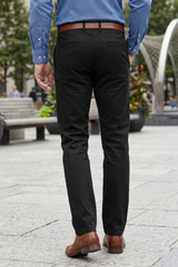 Men Black Satin-Finish Structure - Slim Fit Cotton Trousers 5127