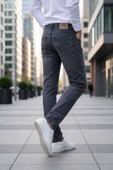 Men Dark Grey Narrow Fit Jeans | Sulphur Plain-18