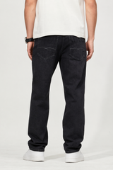 Men Carbon Straight Jeans | Premium Dark Wash Denim Pants Baggy