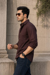 Men Premium Coffee Solid Casual Shirt for Everyday Wear OXF