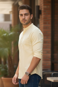 Yellow Solid Cotton Casual Shirt | Minimalist Style-251205753