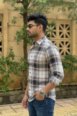 Brown Checks Cotton Shirt for Men - Stylish Multi-Color FABCK