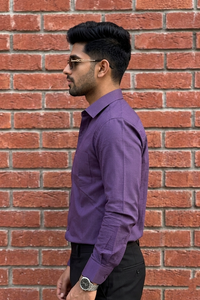 Atlance Classic Purple Solid Formal Shirt - Slim Fit-FRMTEXT