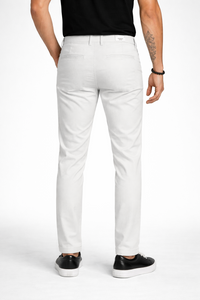 Men White Narrow Fit Structured Pants-TEM9404