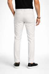 Men White Narrow Fit Structured Pants-TEM