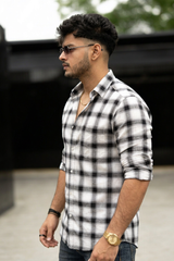 Comfortable Black & White Check Shirt for Men – Everyday wear OXFCH