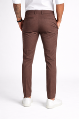 Men Brown Narrow Fit Structured Pants-TEM