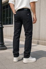 Premium Men Solid Black Casual Jeans Denim
