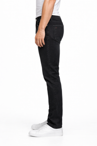 Atlance Mid-Wash Comfort Fit Jeans for Men | Black Denim Plain AT1022