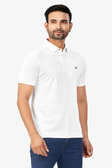 White Plain Collar T-Shirt | Half Sleeve Sinker Fabric | Casual & Sports Wear