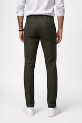 Men Olive Narrow Fit Structured Pants-TEM