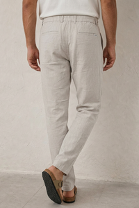 Men Narrow Fit Linen Pants – Light Grey Comfortable Casual Pants 107