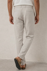Men Narrow Fit Linen Pants – Light Grey Comfortable Casual Pants