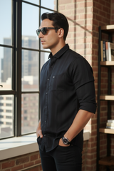 Premium Black Tonal-Striped Shirt for Men 251169354