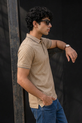 Men Fawn Geometric Print Polo T-Shirt