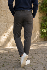 Men Olive Textured Narrow Fit Structure Pants for Men | Office & Casual Wear 5129