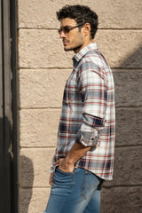 Red Checks Cotton Shirt for Men - Stylish Multi-Color FABCK