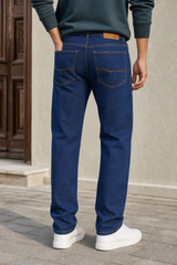 Men Dark Blue Straight Baggy – Casual Denim Pants
