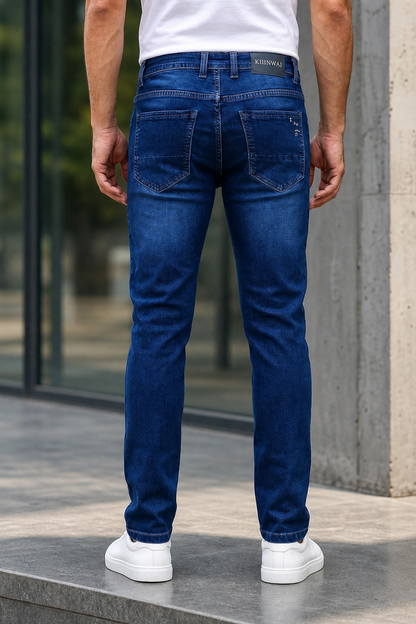 Fade Blue Ankle Fit Jeans for Men Denim Wash KJ-0142