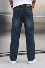 Blue Straight Fit Jeans for Men | Classic Fit Casual Denim Baggy