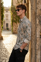 Men Green Abstract Print Casual Shirt | Long Sleeve Zero