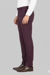 Men Slim Fit Formal Wine Colour Trousers for Smart & Casual 251078476
