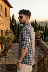 Classic Dark Grey Checked Shirt for Men – Everyday Wear WON