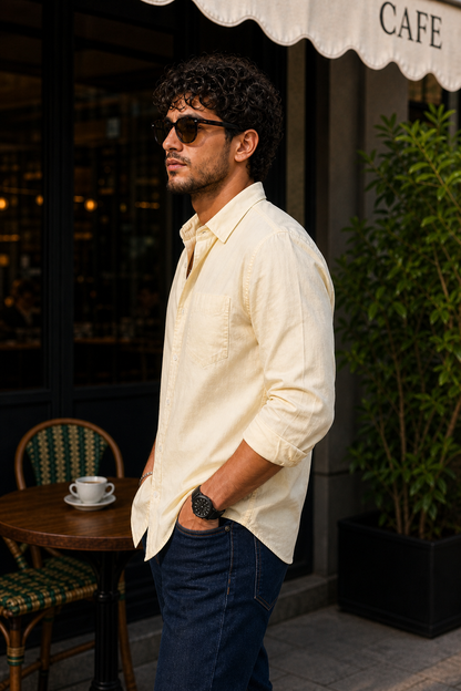 Men Premium Lemon Solid Casual Shirt for Everyday Wear OXF-PLAIN