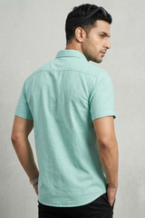 Men Casual Firozi Short Sleeve Shirt - Cotton Comfort 261049774