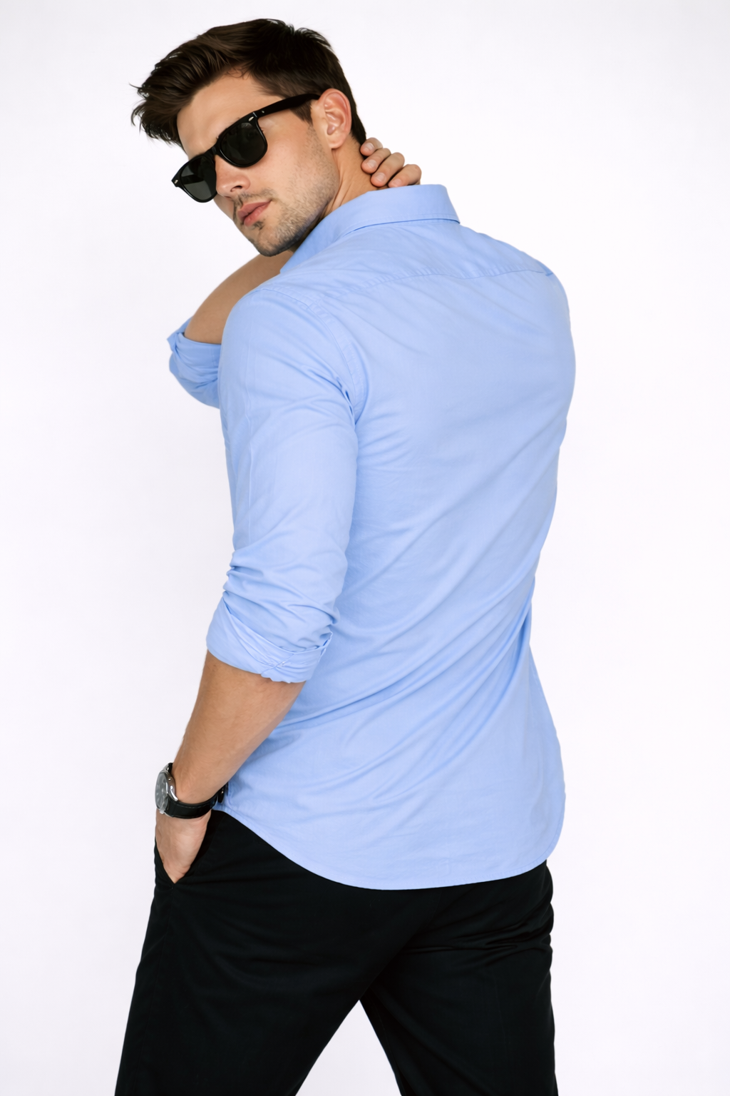 Atlance Men Premium Deep Blue Cotton Slim Fit Casual Shirt NFT New