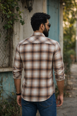 Men Classic Fawn Check Shirt | Everyday Casual Wear WON