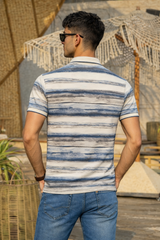 Stylish Blue Printed Polo T-Shirt for Men | Modern Fit