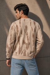 Men Cream Printed Sweatshirt – Full Sleeve Prodigy Graphic
