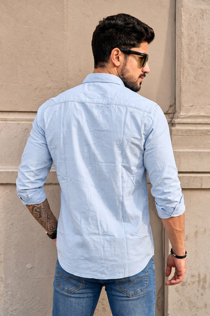 Men Premium Skyblue Solid Casual Shirt for Everyday Wear OXF-PLAIN