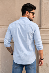 Men Premium Skyblue Solid Casual Shirt for Everyday Wear OXF