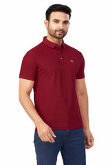 Maroon Plain Collar T-Shirt | Half Sleeve Sinker Fabric | Casual & Sports Wear
