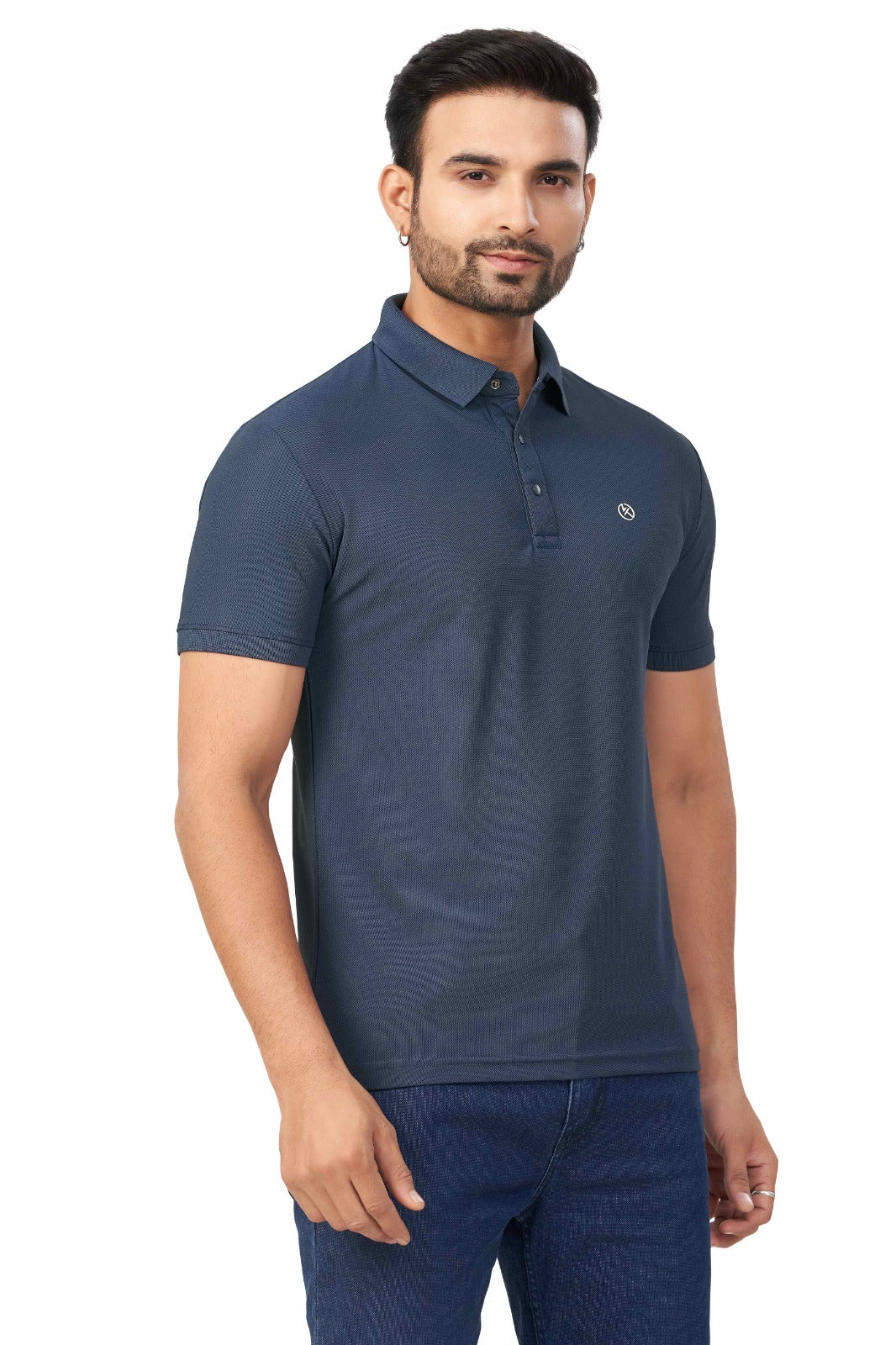 Blue Plain Collar T-Shirt | Half Sleeve Sinker Fabric | Casual & Sports Wear 1501