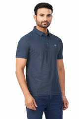 Blue Plain Collar T-Shirt | Half Sleeve Sinker Fabric | Casual & Sports Wear