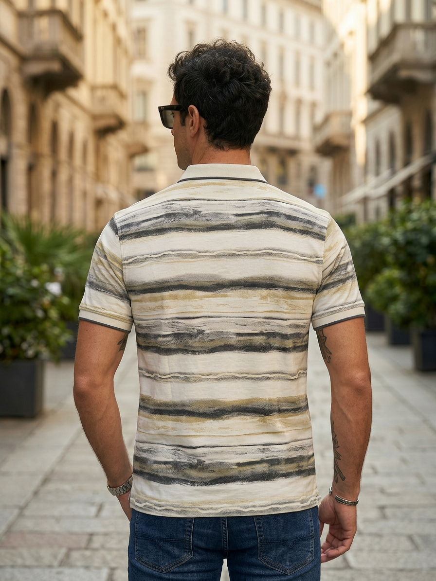Stylish Fawn Printed Polo T-Shirt for Men | Modern Fit ATL4924