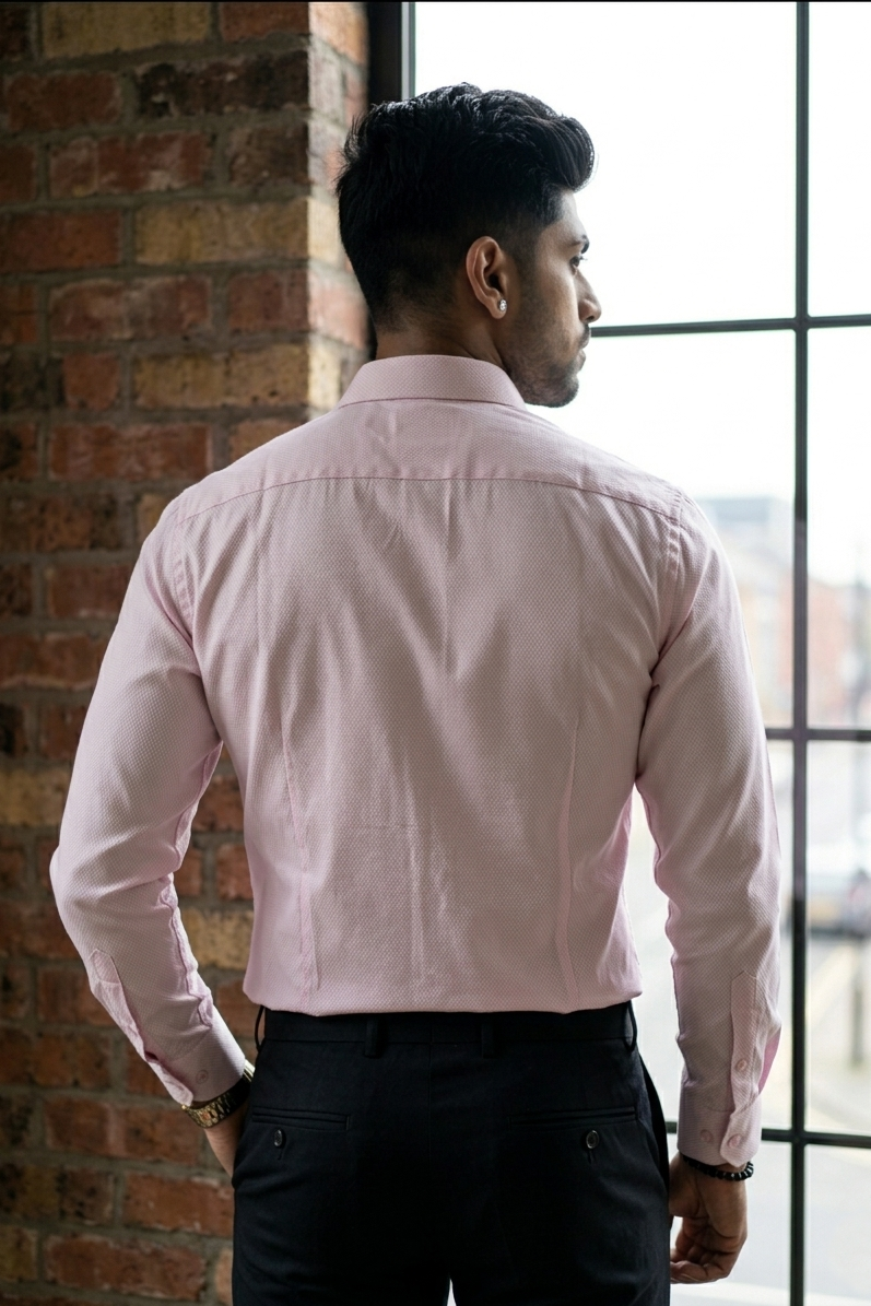 Atlance | Premium Pink Micro-Textured Cotton Formal Shirt-FRMTEXT