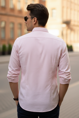 Men Peach Striped Casual Shirt | Premium Cotton |