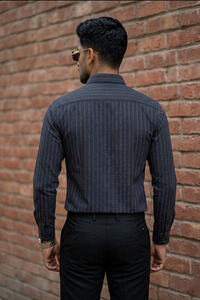 Atlance| Men Olive Vertical Striped Formal Shirt-FRMSTRI