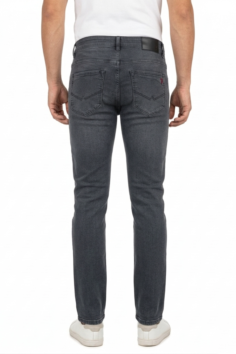 Atlance Mid-Wash Comfort Fit Jeans for Men | Dark Grey Denim Plain AT1022